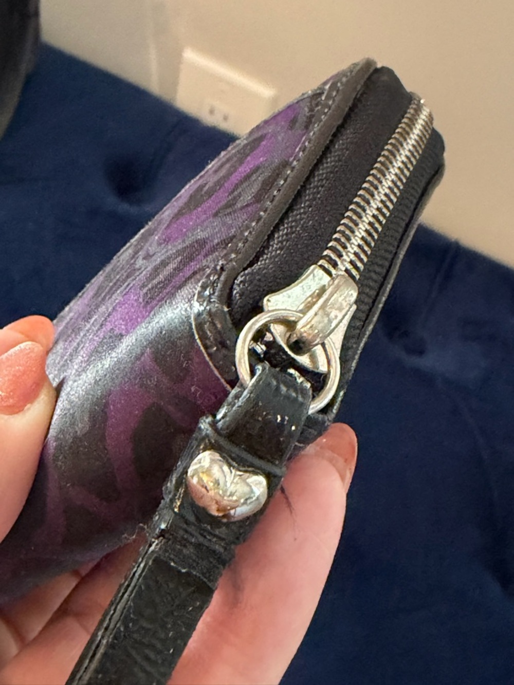 Coach Purple and Black Leopard Print Zip Wallet - Picture 6 of 12